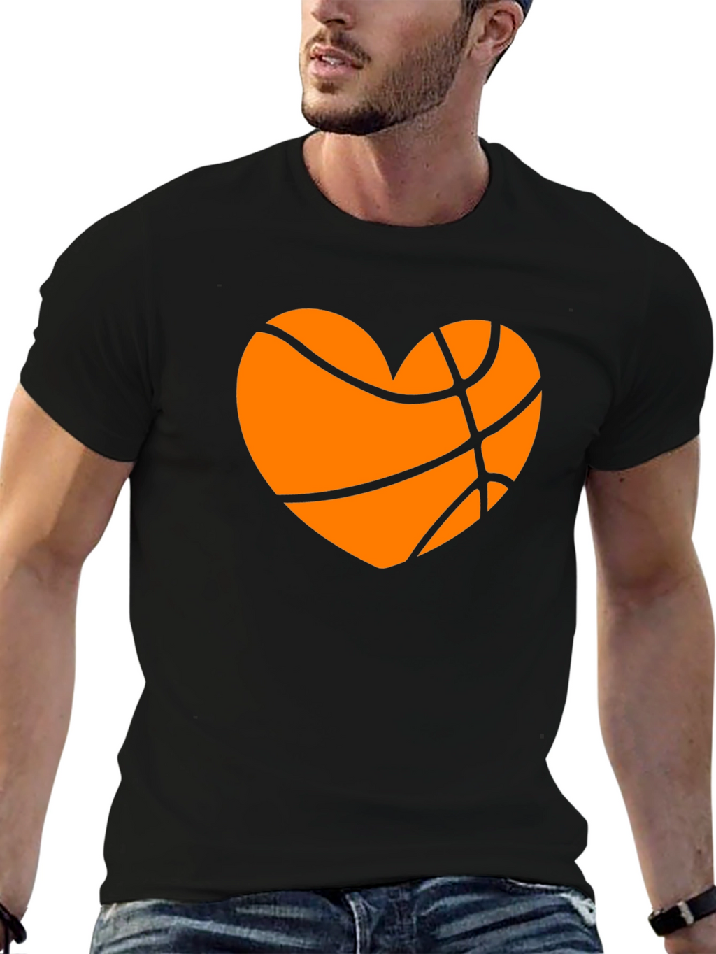 Basketball Heart Graphic Tee - Black T-Shirt