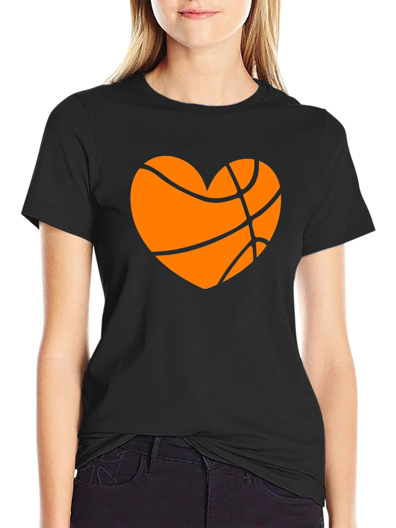 Basketball Heart Graphic Tee - Black T-Shirt