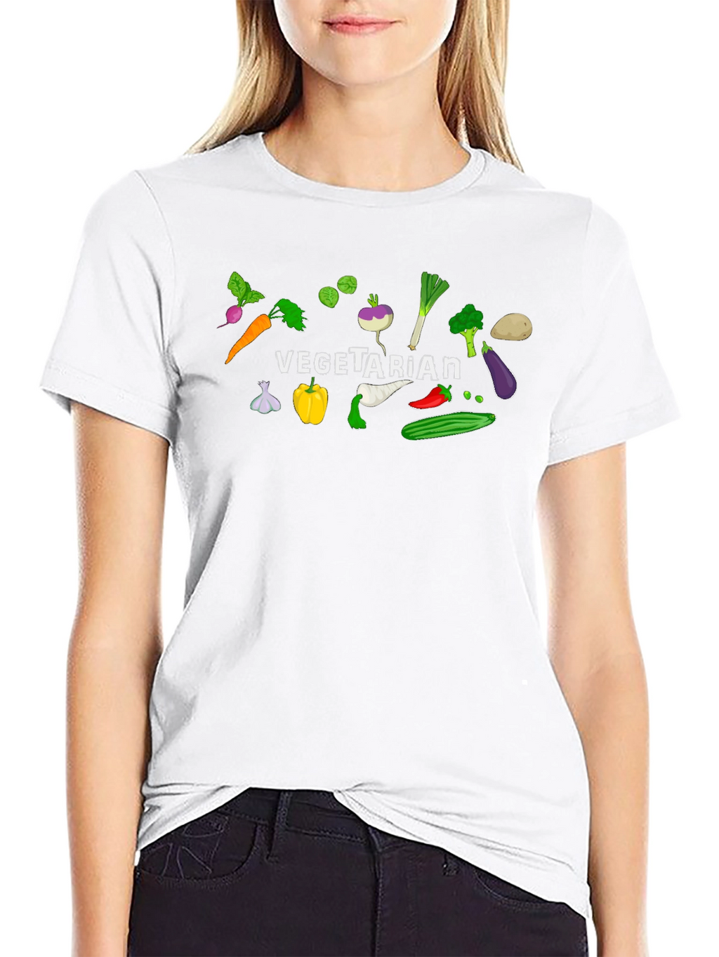 Vegetarian Graphic Tee - Black Cotton T-Shirt