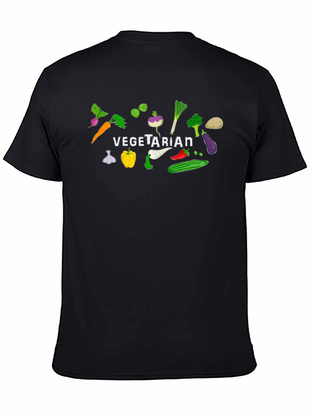 Vegetarian Graphic Tee - Black Cotton T-Shirt