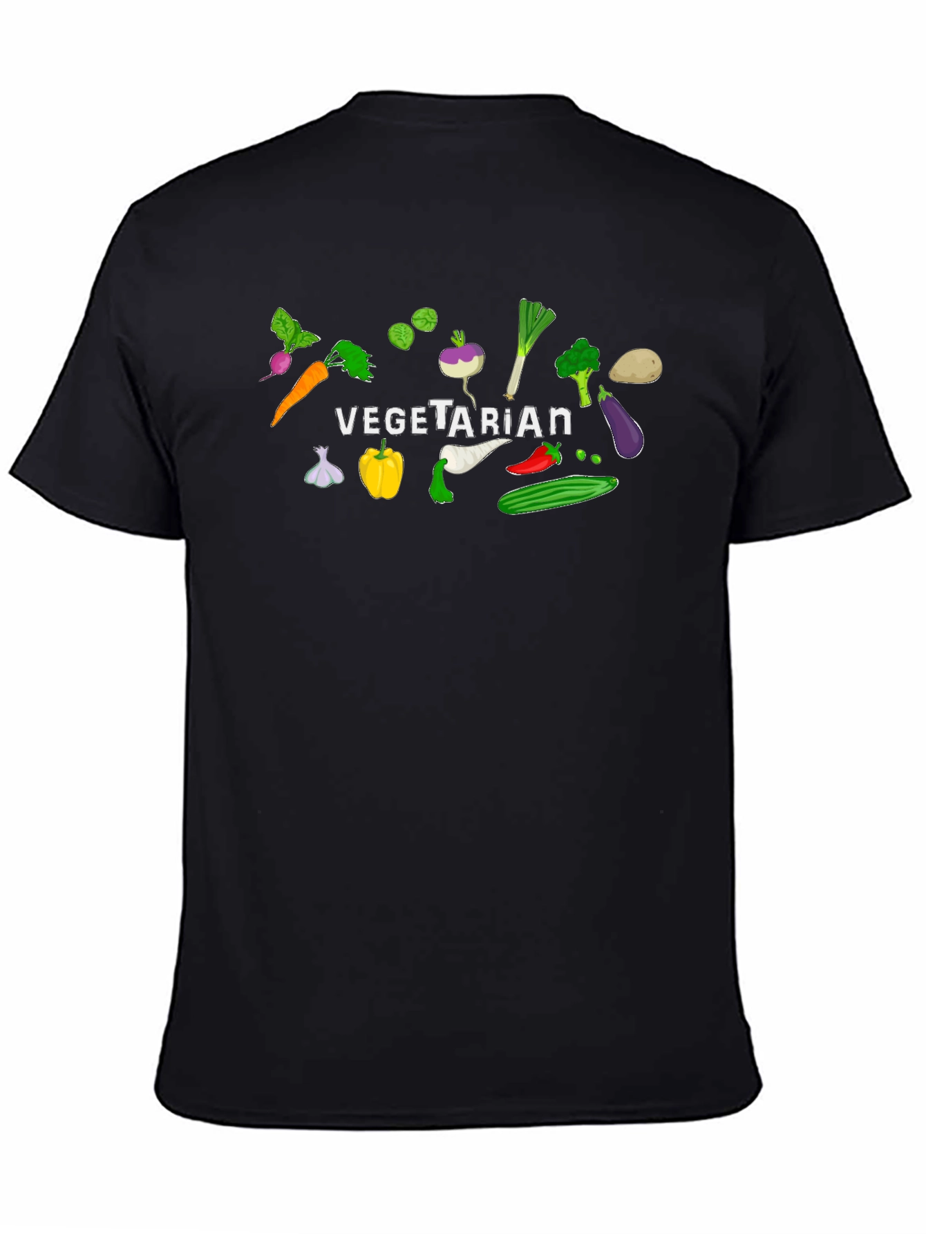 Vegetarian Graphic Tee - Black Cotton T-Shirt