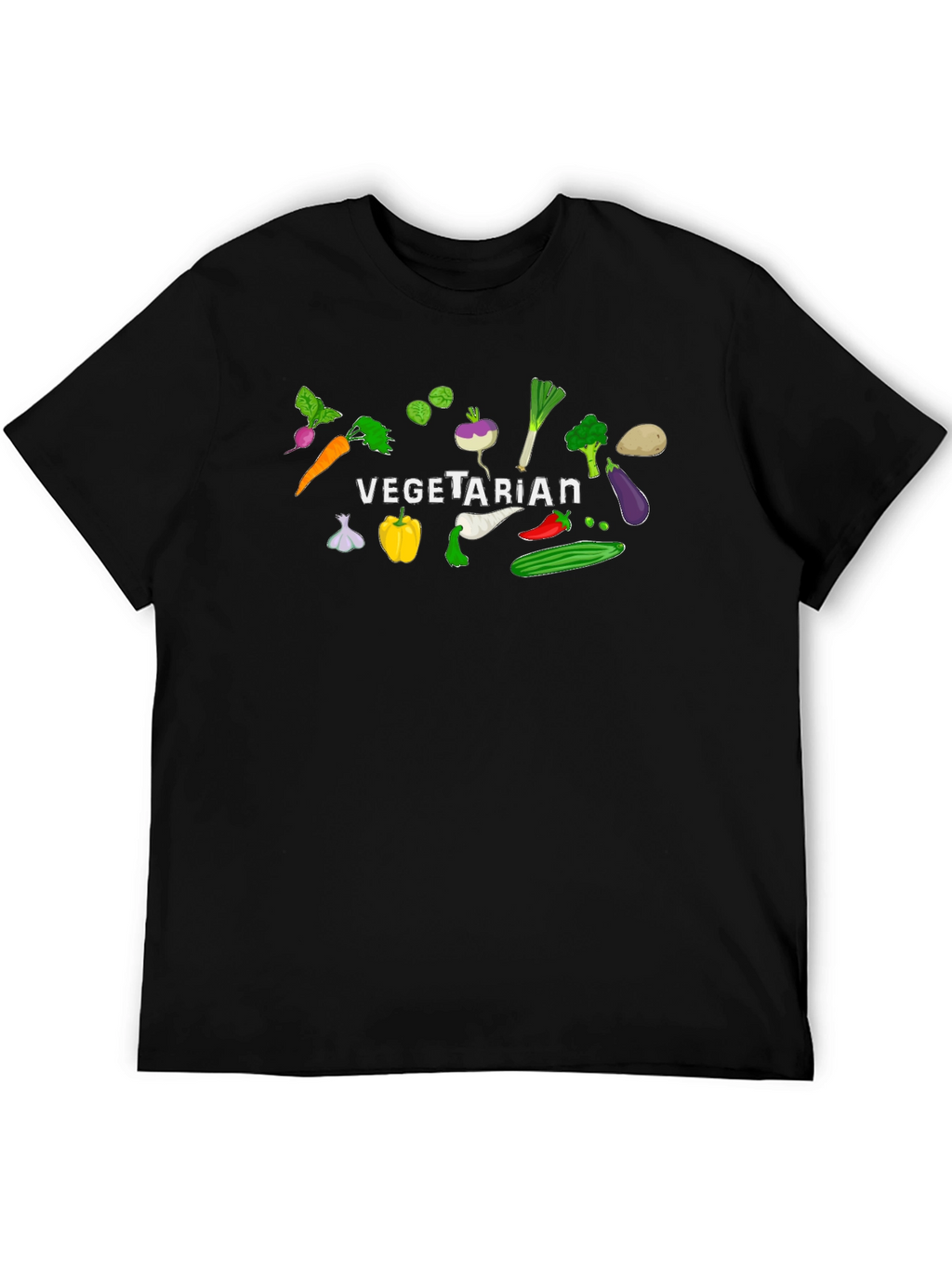 Vegetarian Graphic Tee - Black Cotton T-Shirt