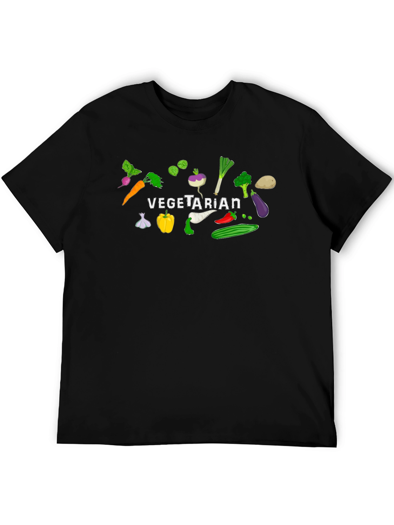 Vegetarian Graphic Tee - Black Cotton T-Shirt