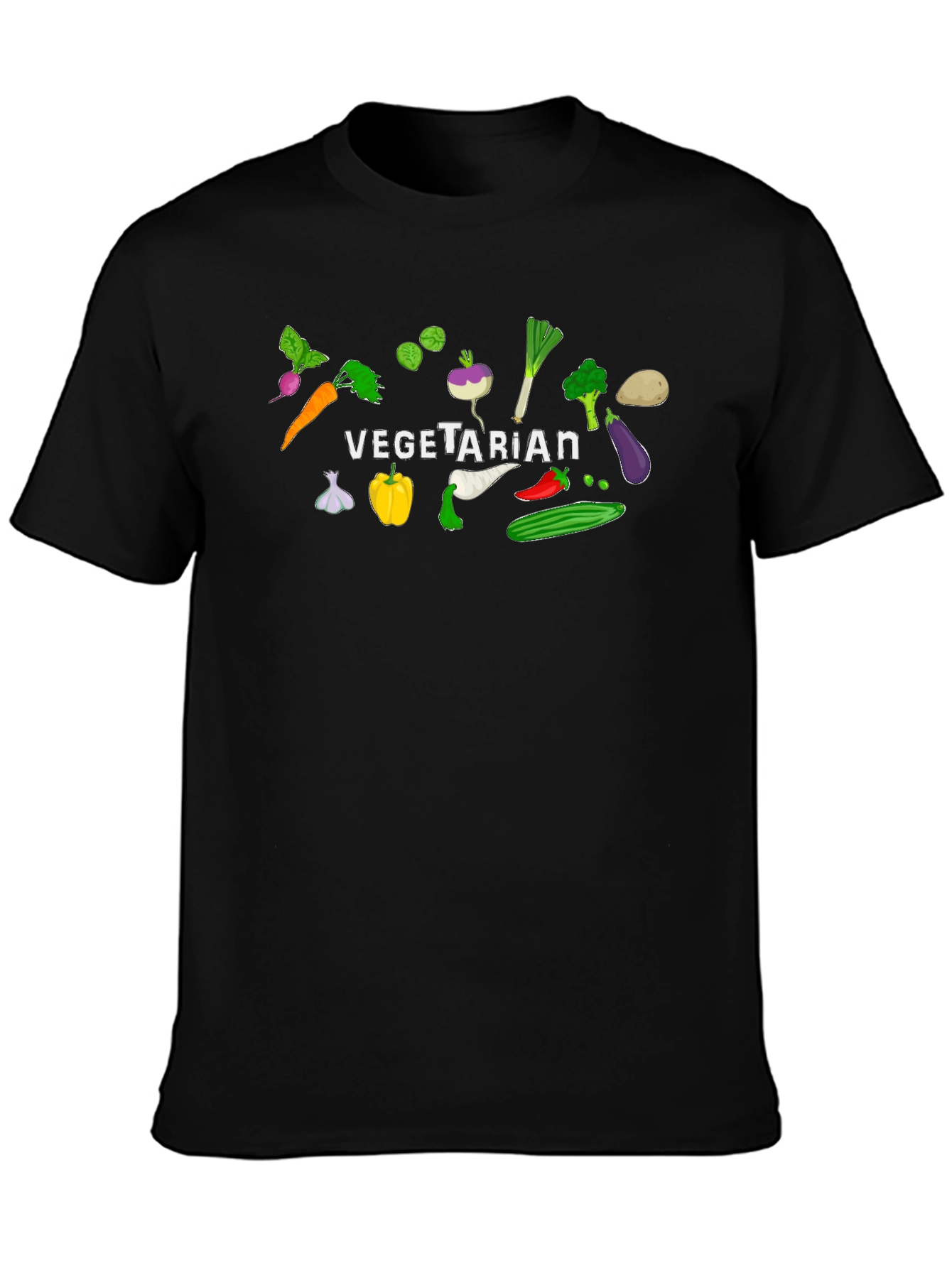 Vegetarian Graphic Tee - Black Cotton T-Shirt