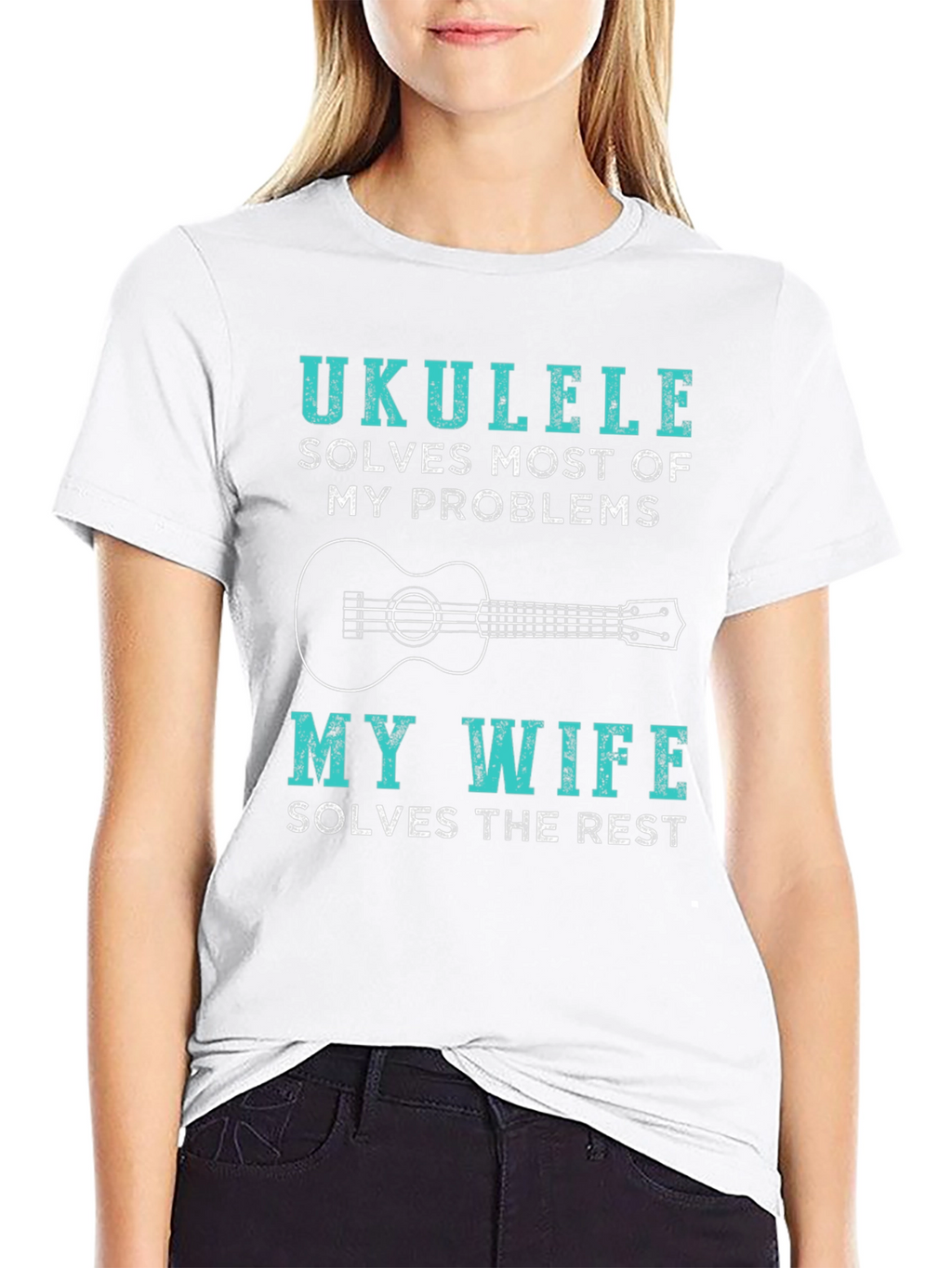 Ukulele Lovers Funny T-Shirt - Wife Solves the Rest!