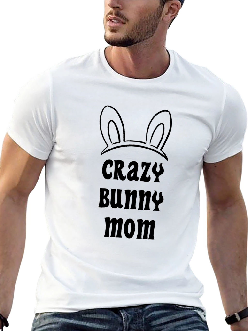 Crazy Bunny Mom Black T-Shirt