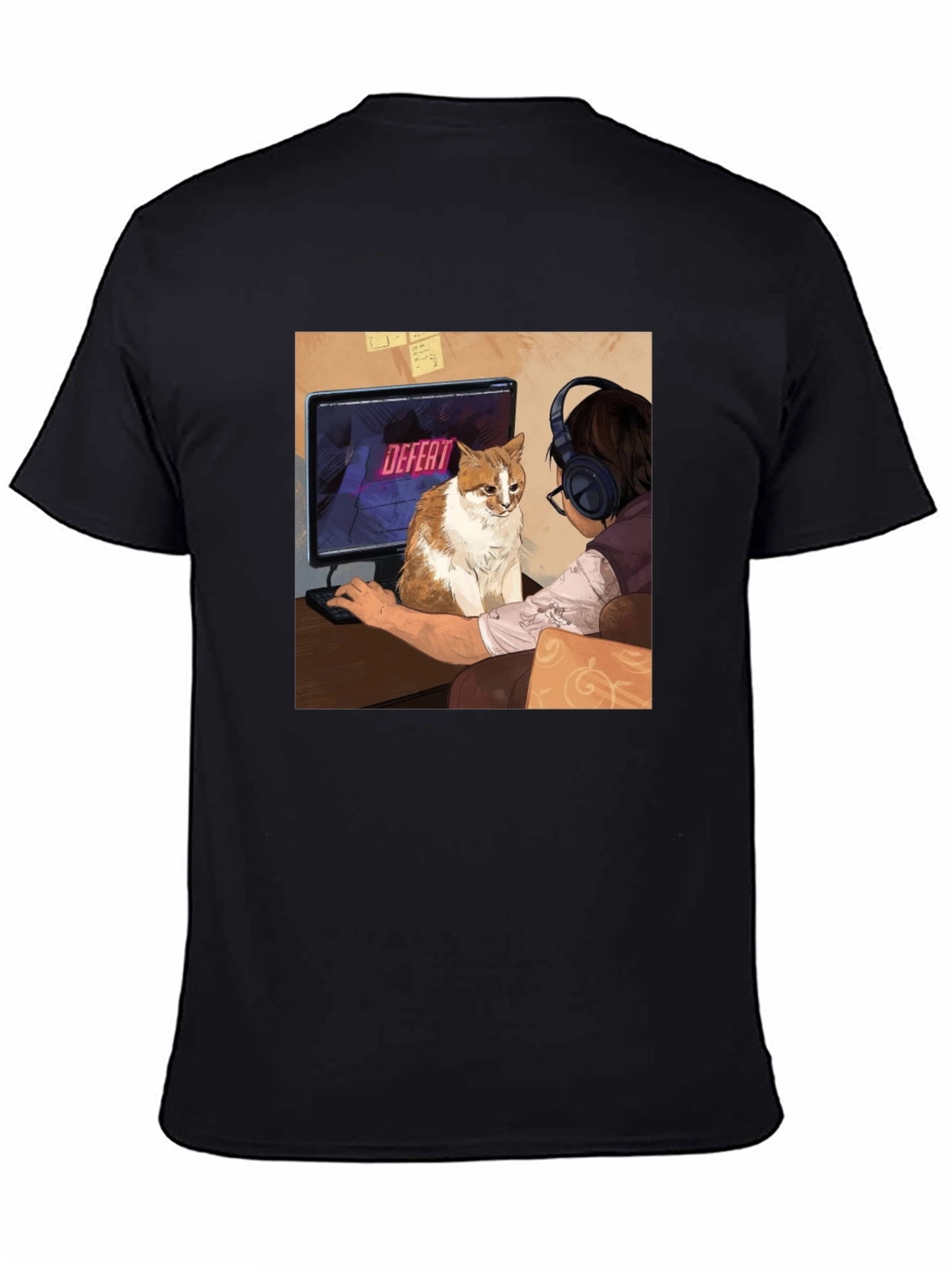Gamer Cat T-Shirt: Defeat Screen Print
