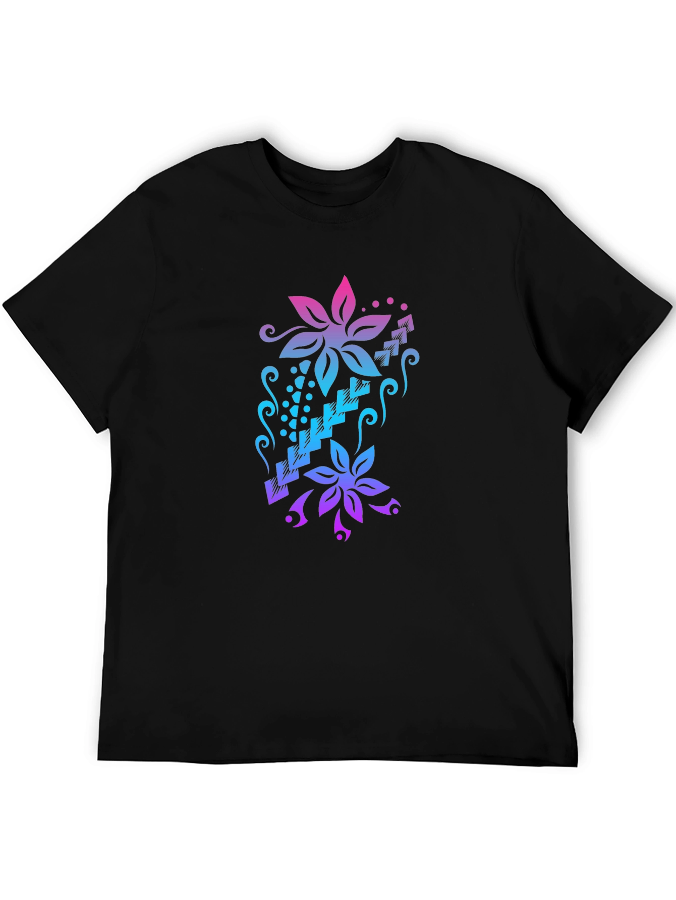 Floral Cascade Black T-Shirt