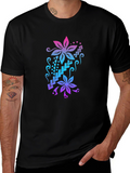 Floral Cascade Black T-Shirt