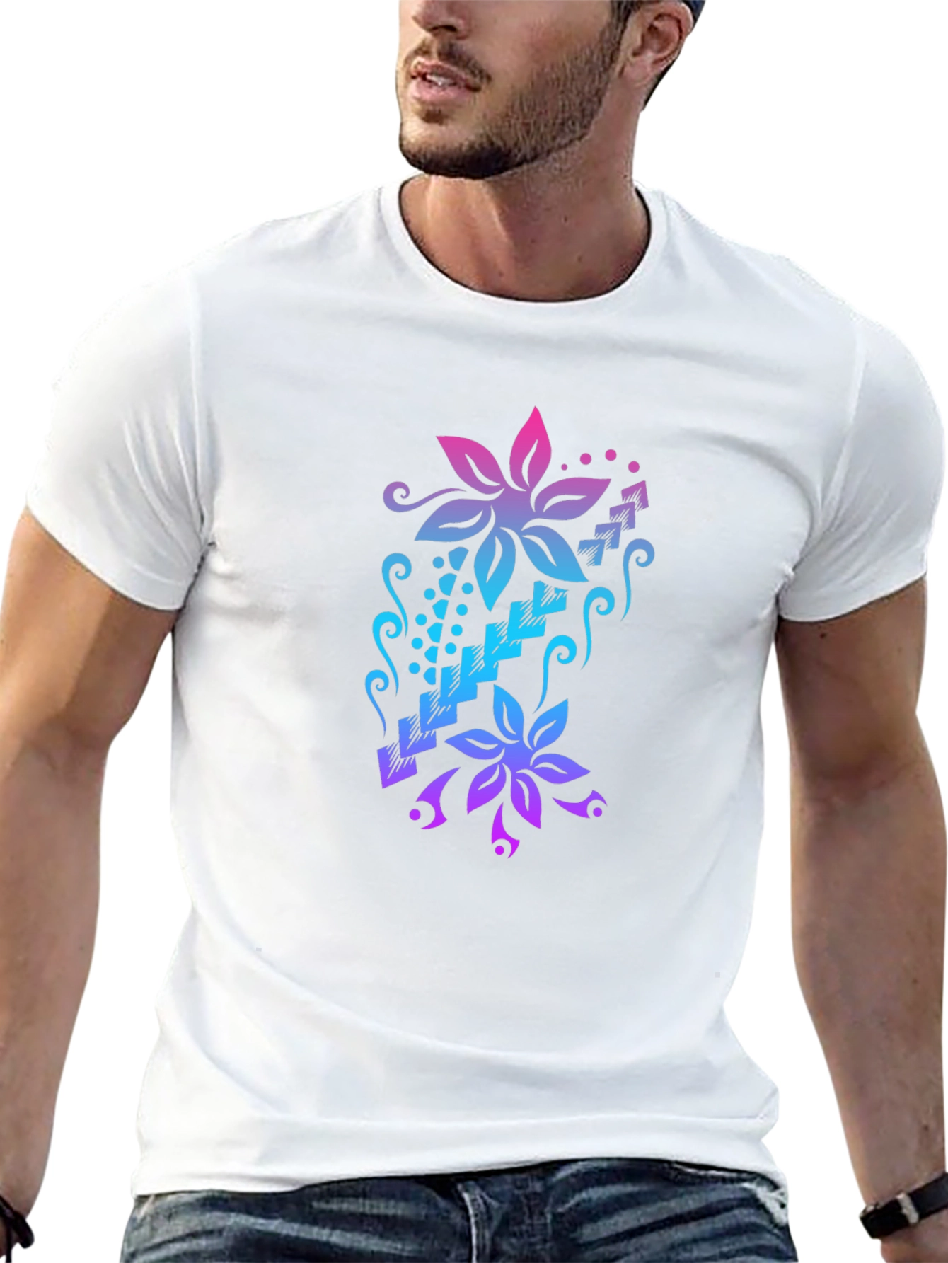 Floral Cascade Black T-Shirt