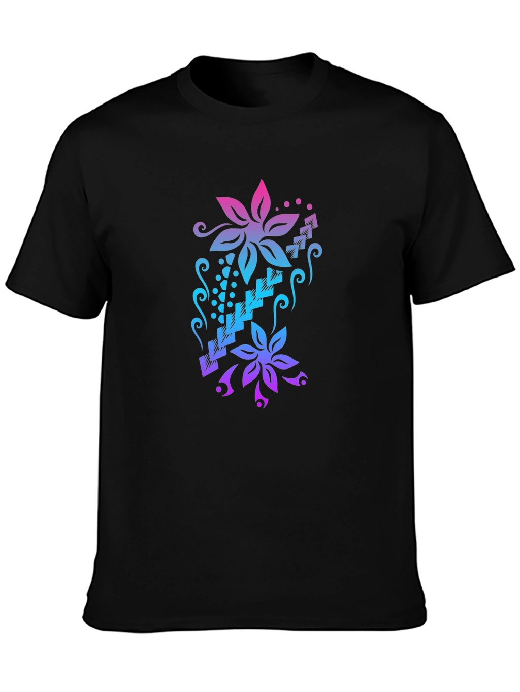 Floral Cascade Black T-Shirt