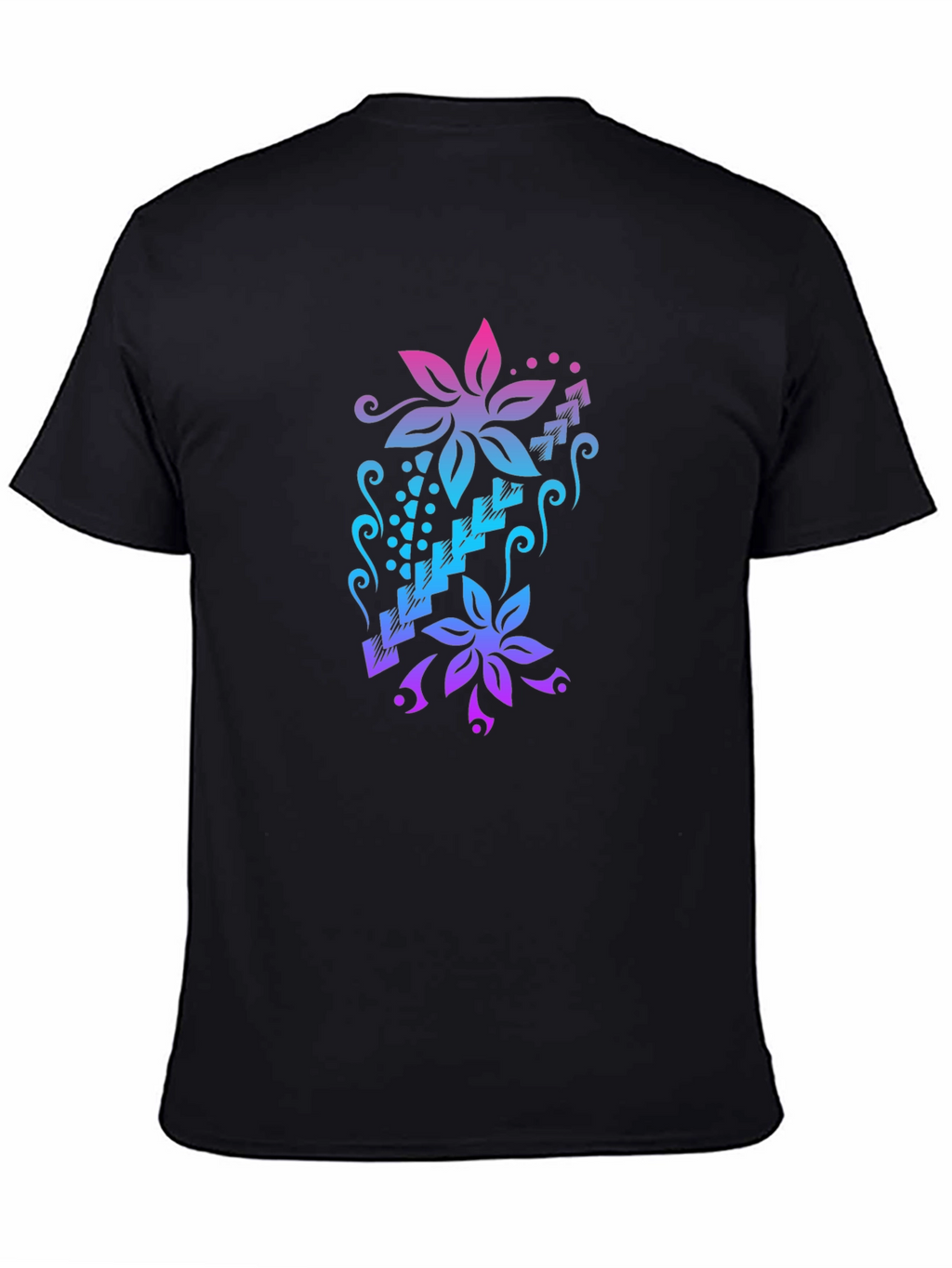 Floral Cascade Black T-Shirt
