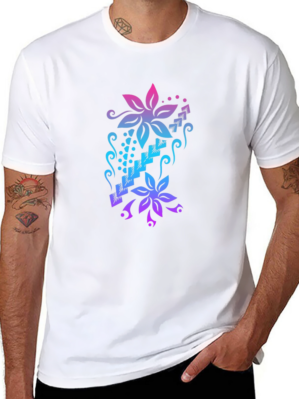 Floral Cascade Black T-Shirt