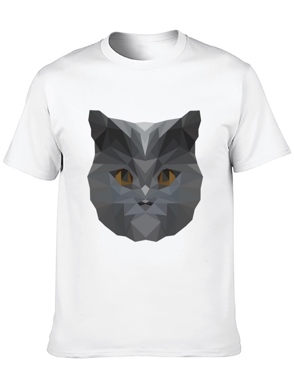 Geometric Cat Head Graphic Black T-Shirt