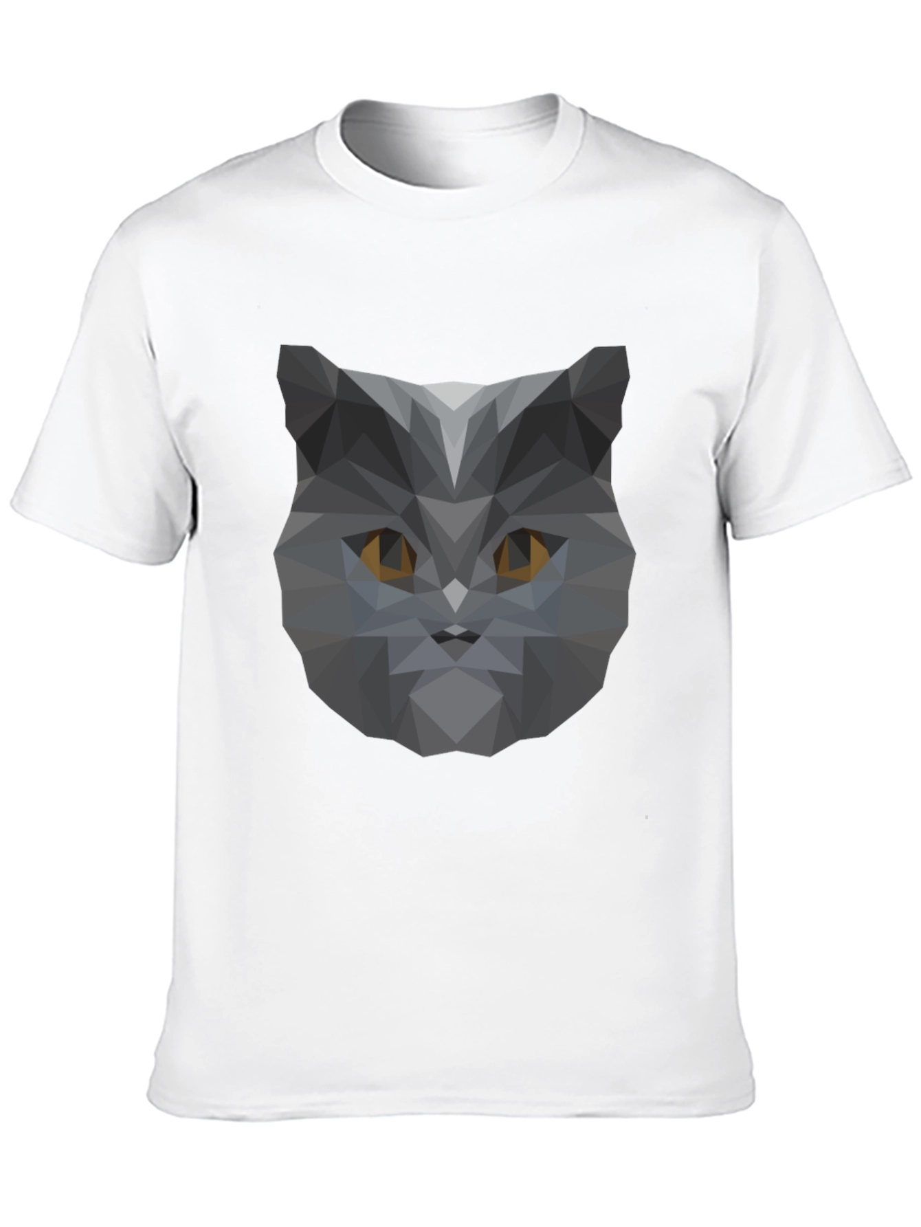 Geometric Cat Head Graphic Black T-Shirt