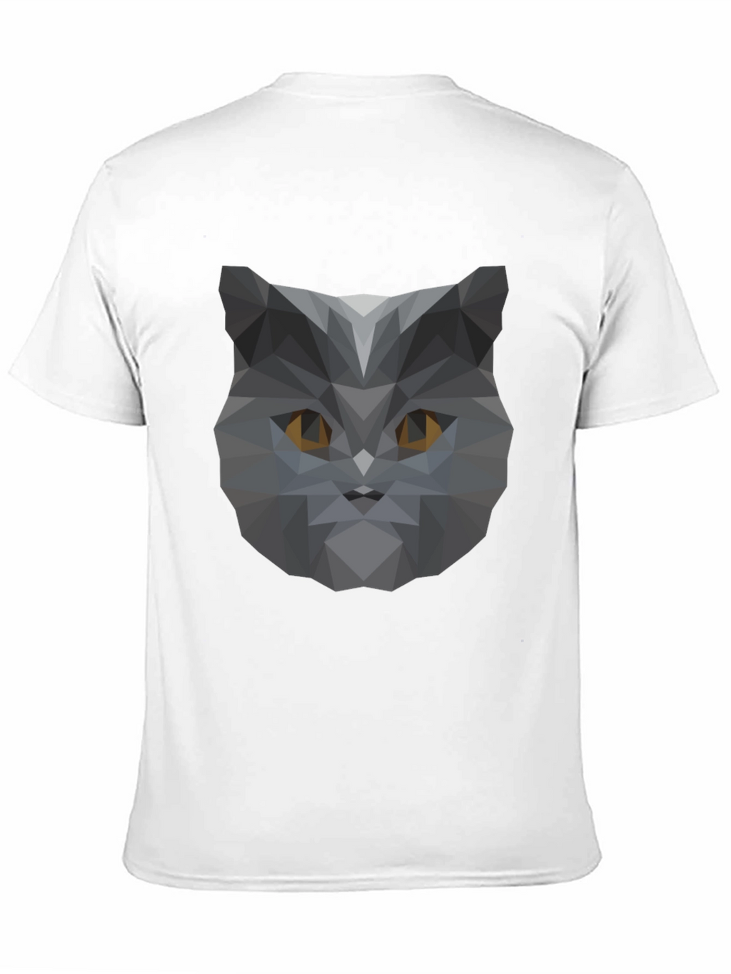 Geometric Cat Head Graphic Black T-Shirt