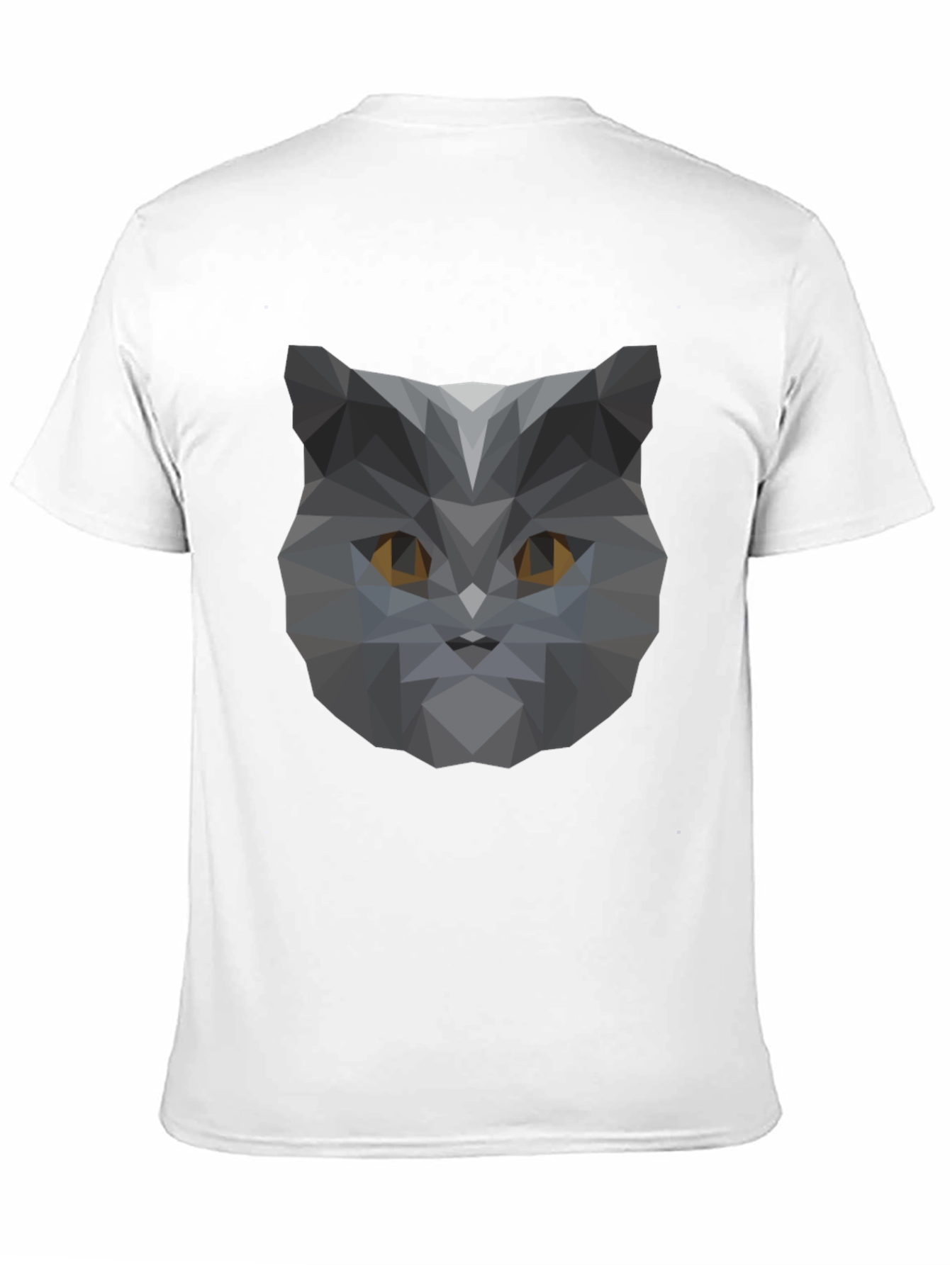 Geometric Cat Head Graphic Black T-Shirt