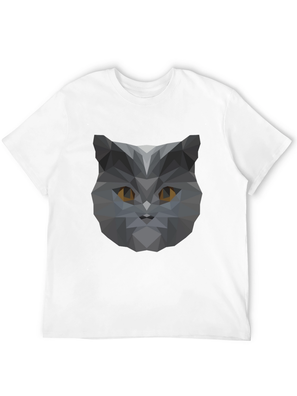 Geometric Cat Head Graphic Black T-Shirt