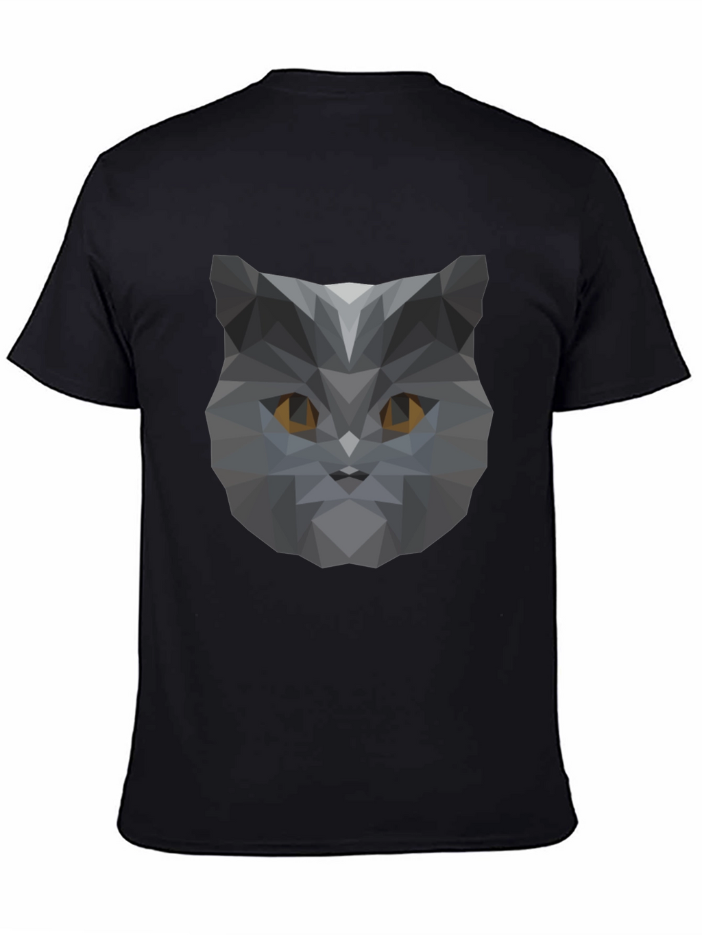 Geometric Cat Head Graphic Black T-Shirt