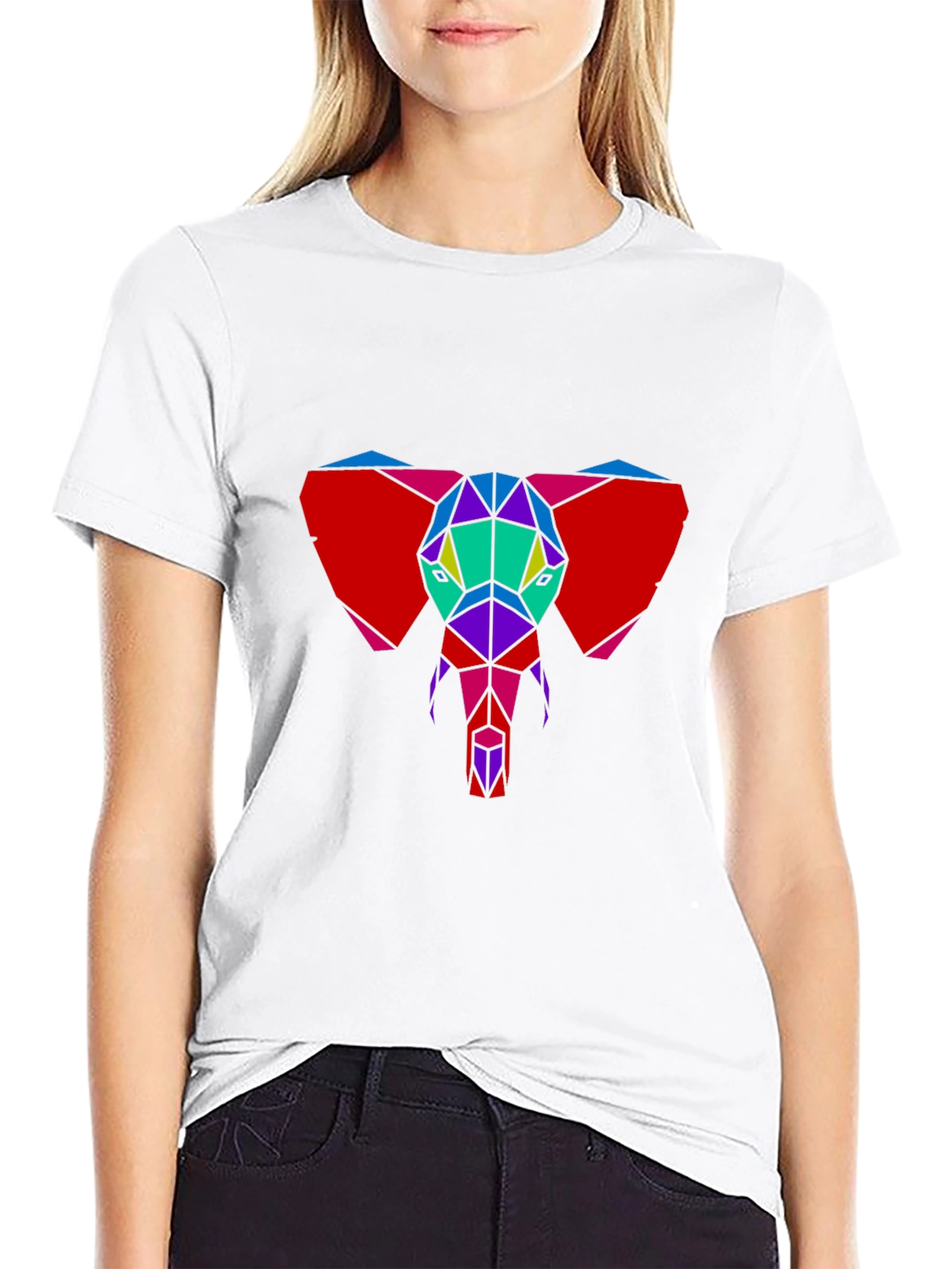 Geometric Elephant Graphic Tee - Unique Design