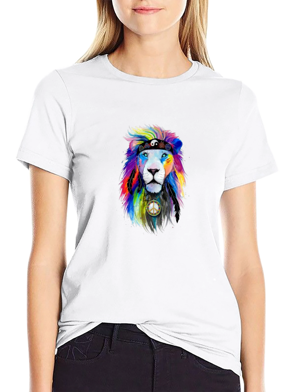 Peace Lion Graphic Tee - Black T-Shirt