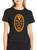Tribal Mask Graphic T-Shirt - Black