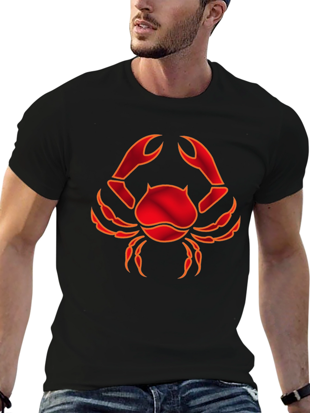 Red Crab Graphic Black T-Shirt