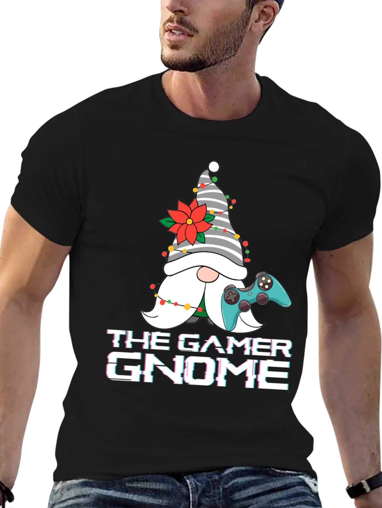 Gamer Gnome Christmas Graphic Tee