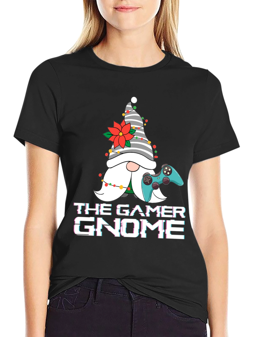 Gamer Gnome Christmas Graphic Tee