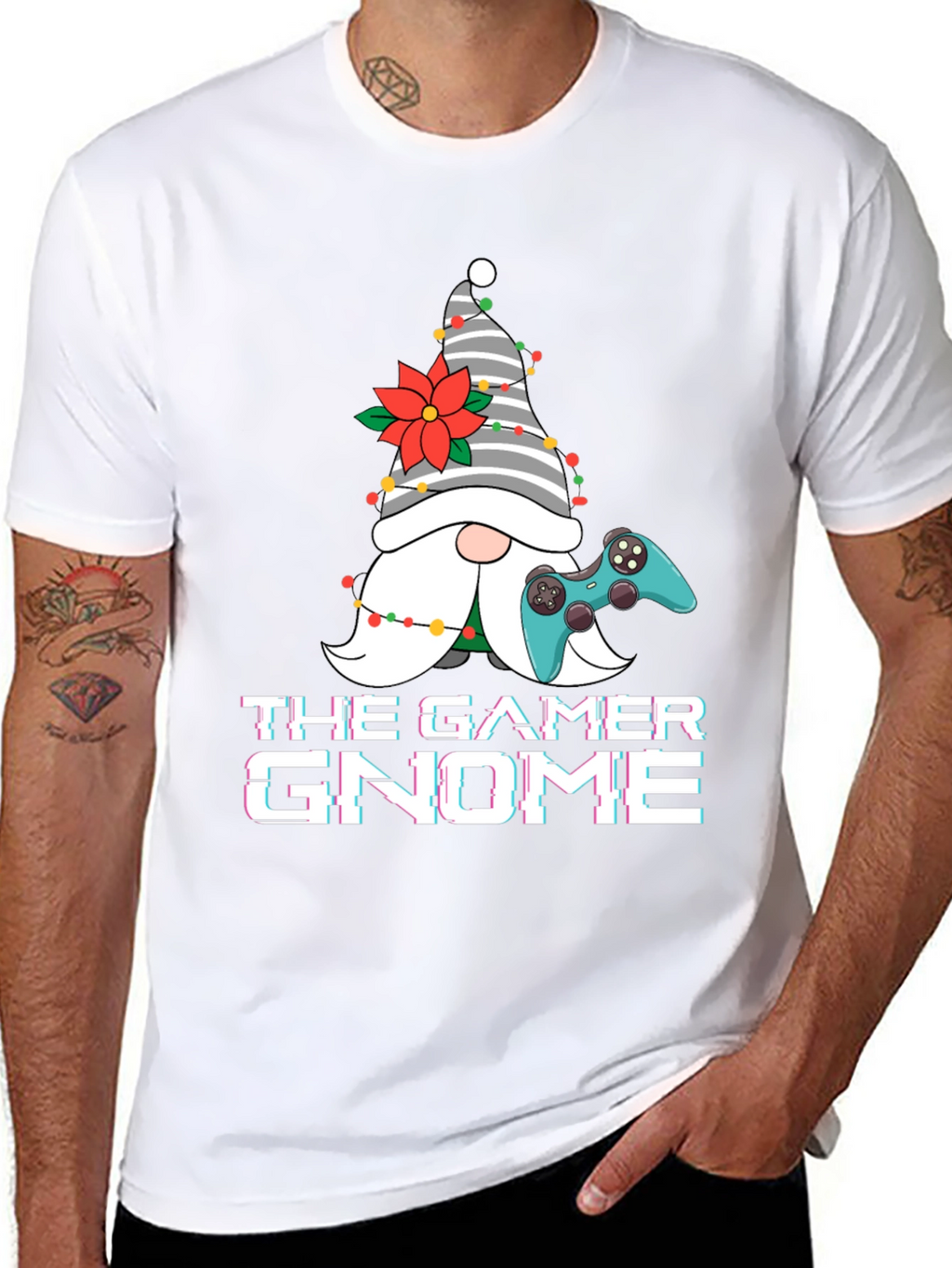 Gamer Gnome Christmas Graphic Tee