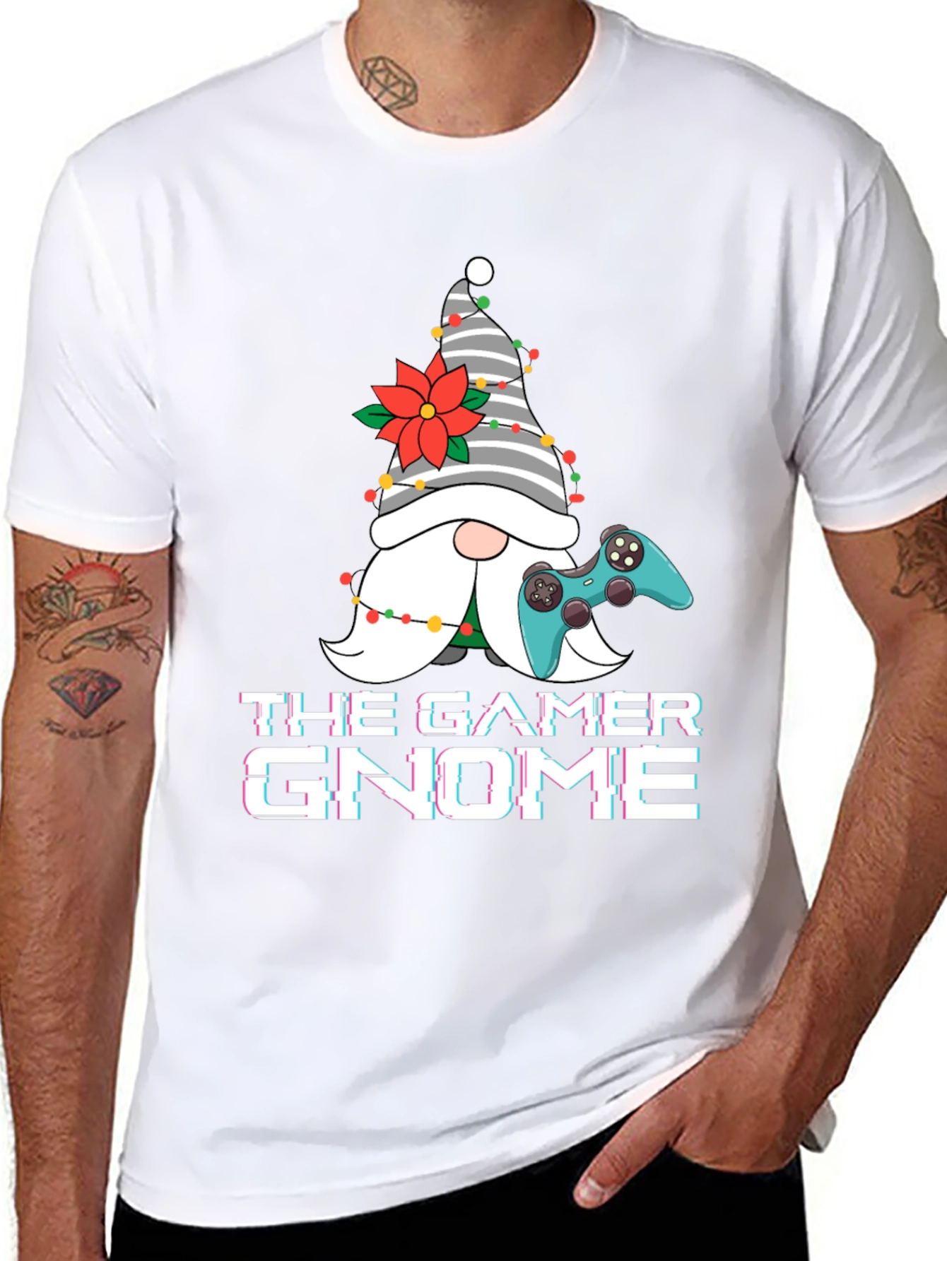 Gamer Gnome Christmas Graphic Tee
