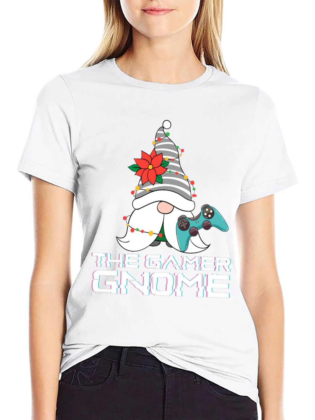 Gamer Gnome Christmas Graphic Tee