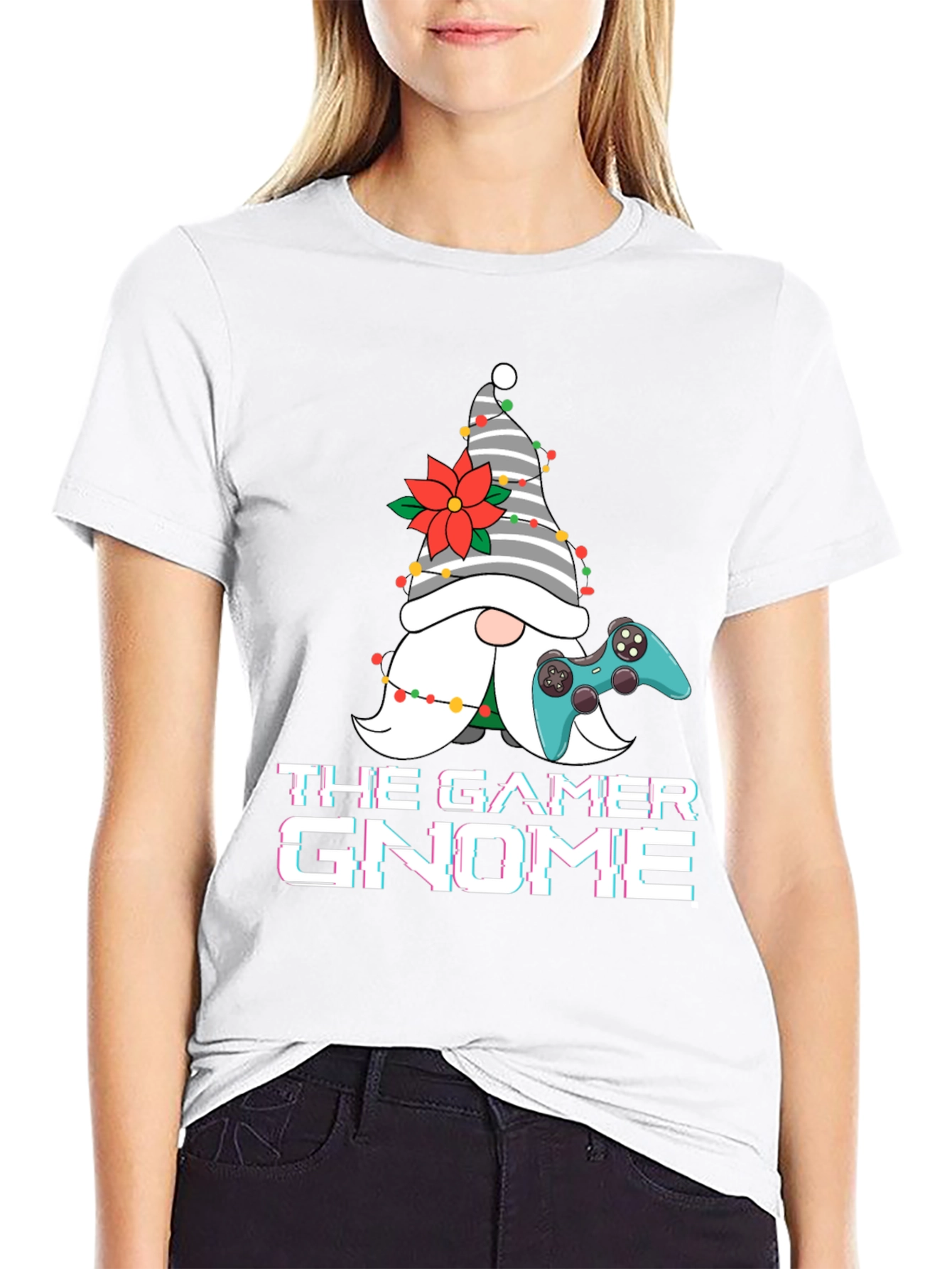 Gamer Gnome Christmas Graphic Tee