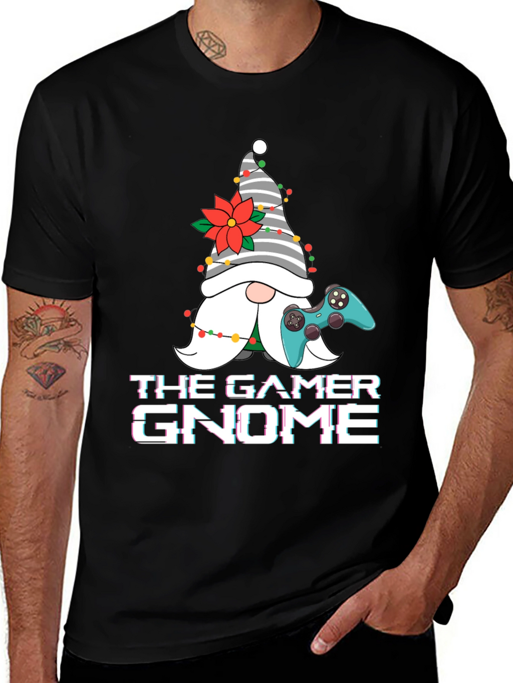 Gamer Gnome Christmas Graphic Tee