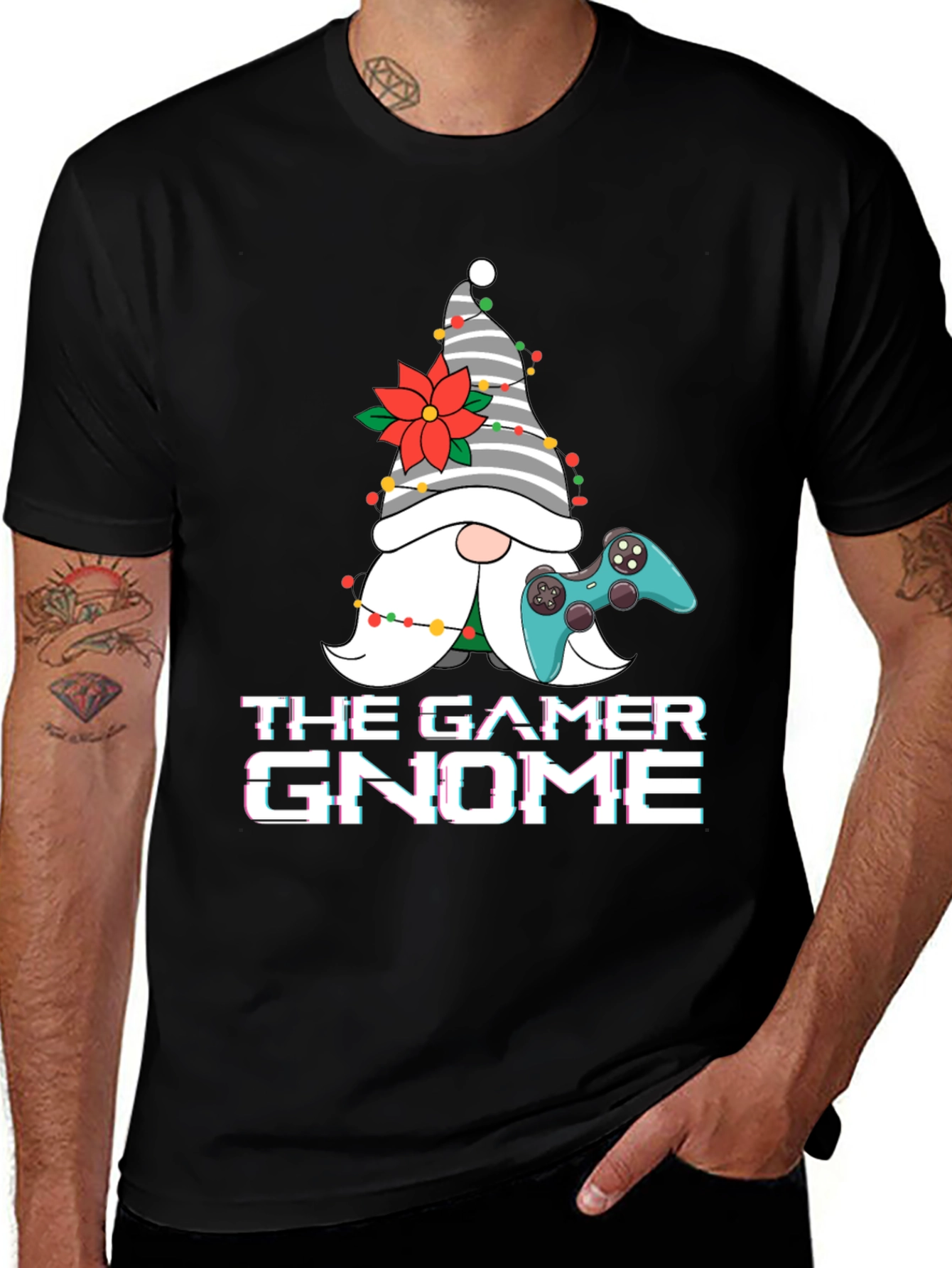Gamer Gnome Christmas Graphic Tee