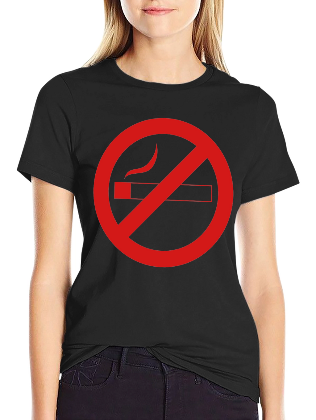 No Smoking Graphic Tee - Black Cotton Casual T-Shirt