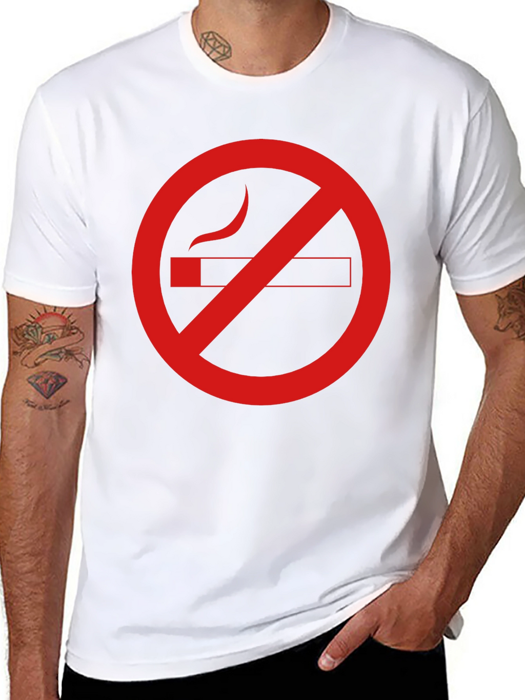 No Smoking Graphic Tee - Black Cotton Casual T-Shirt