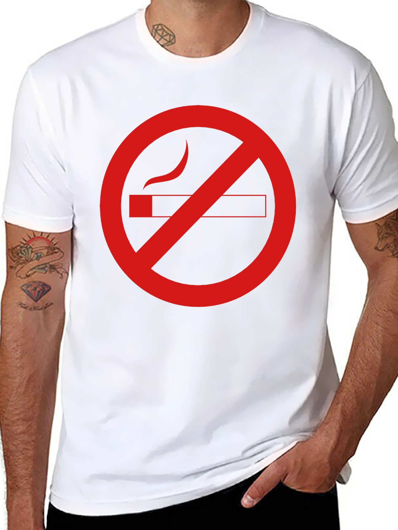 No Smoking Graphic Tee - Black Cotton Casual T-Shirt