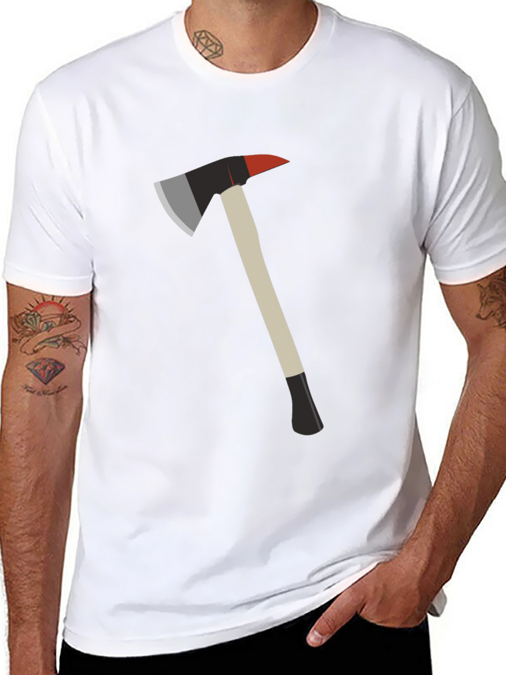 Fire Axe Graphic Tee - Black Cotton T-Shirt