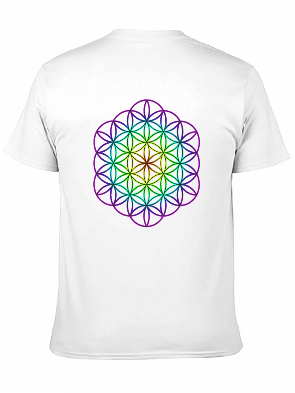 Geometric Rainbow Flower of Life Mens T-Shirt