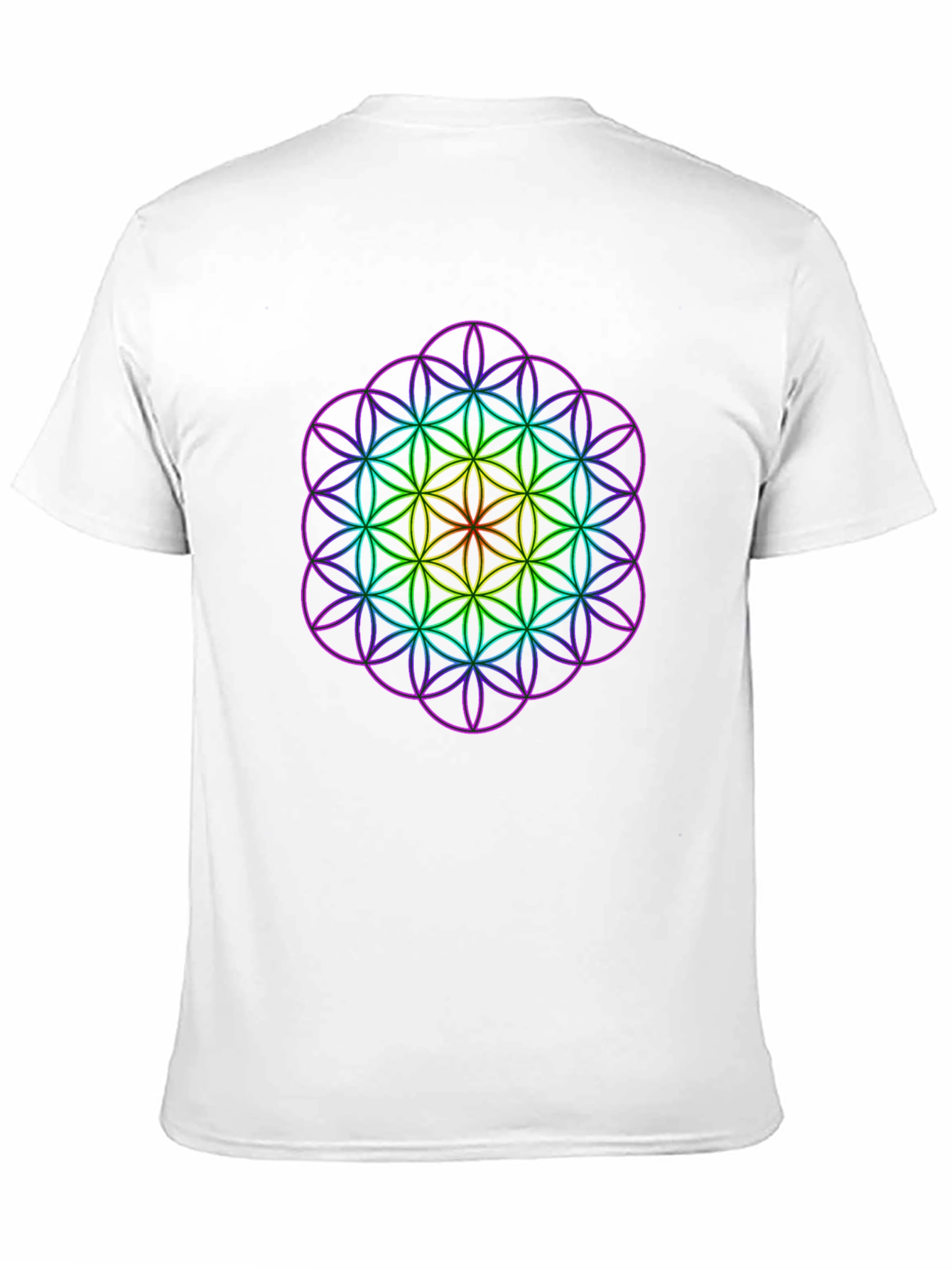 Geometric Rainbow Flower of Life Mens T-Shirt