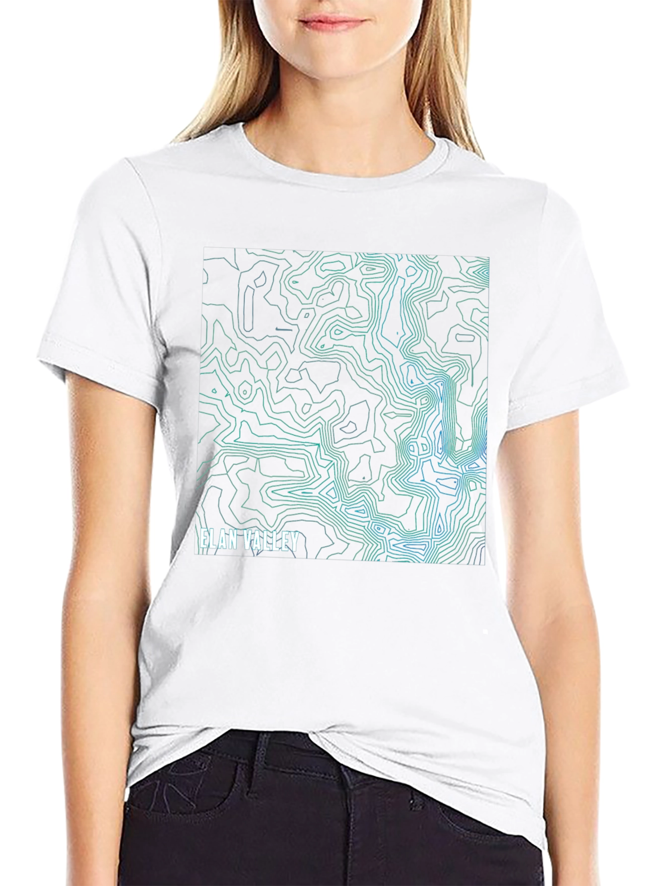 Elan Valley Topographic Map Black T-Shirt