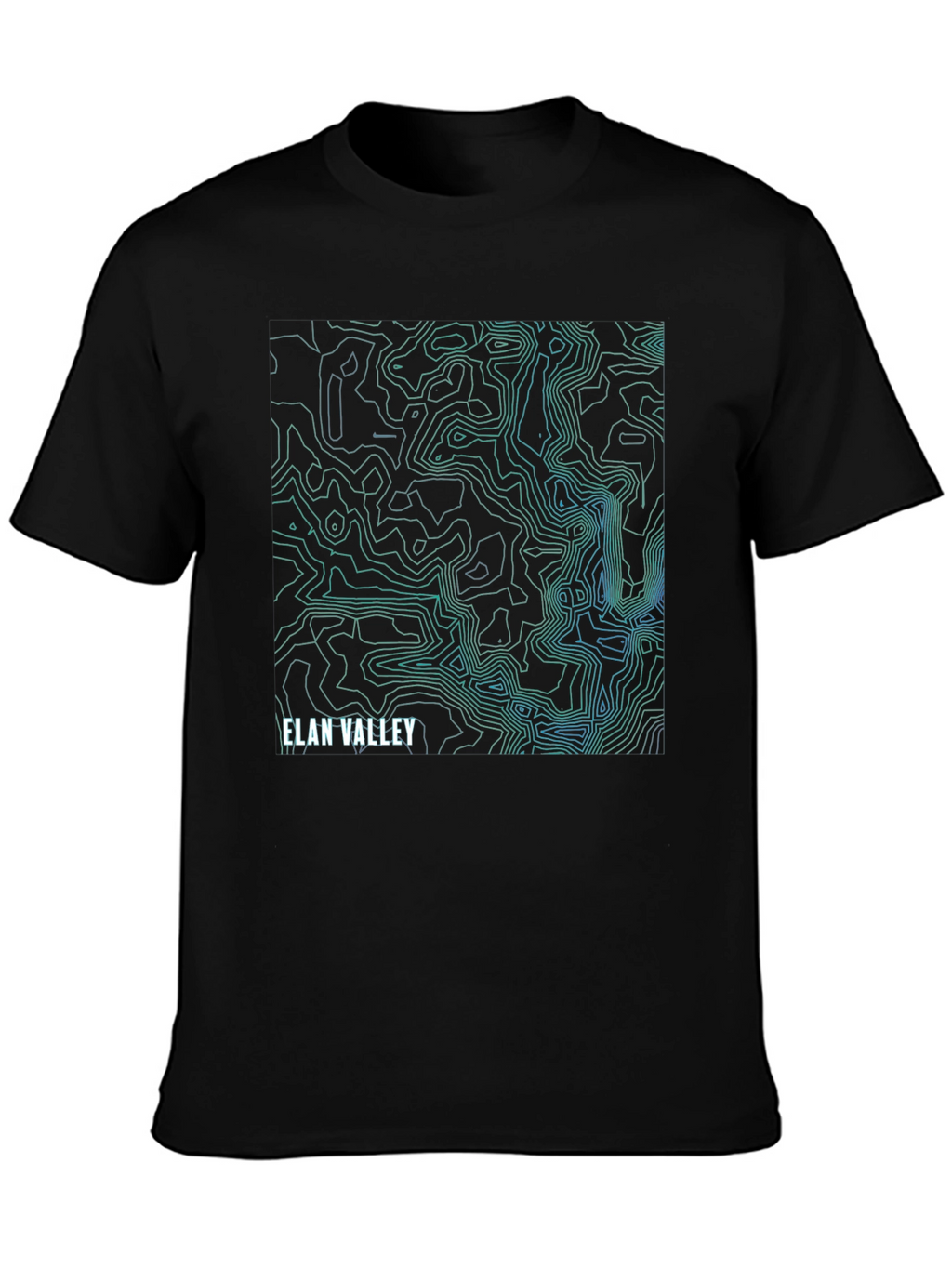Elan Valley Topographic Map Black T-Shirt