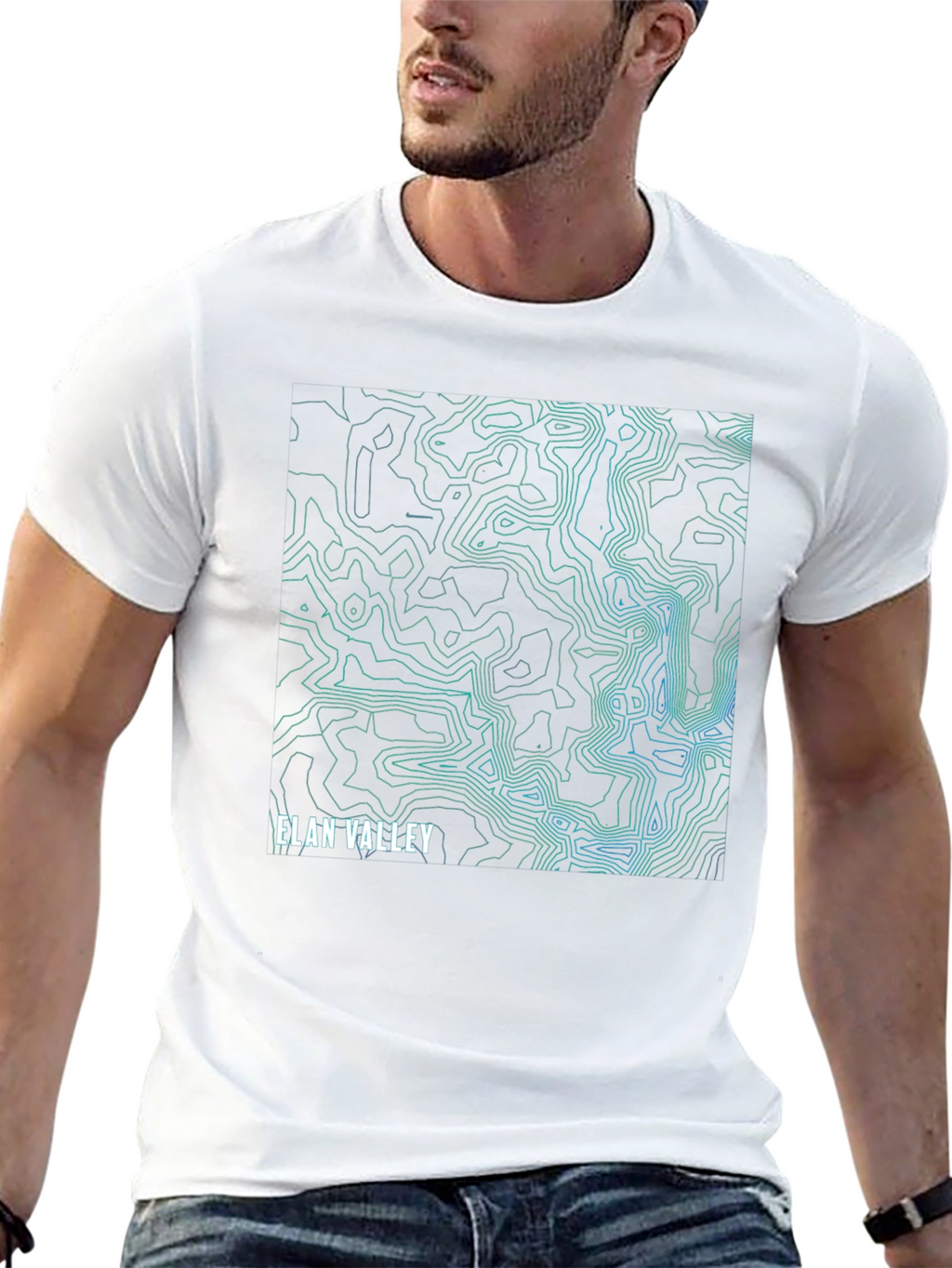 Elan Valley Topographic Map Black T-Shirt