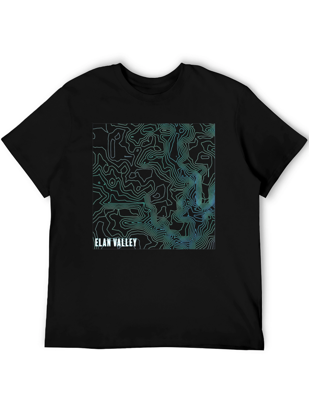 Elan Valley Topographic Map Black T-Shirt