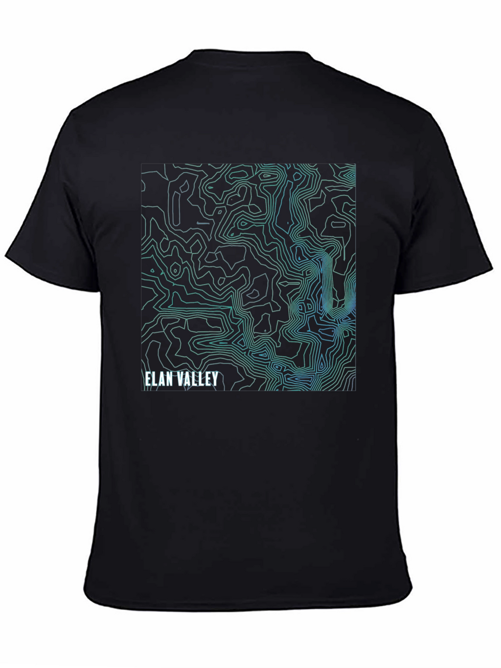 Elan Valley Topographic Map Black T-Shirt