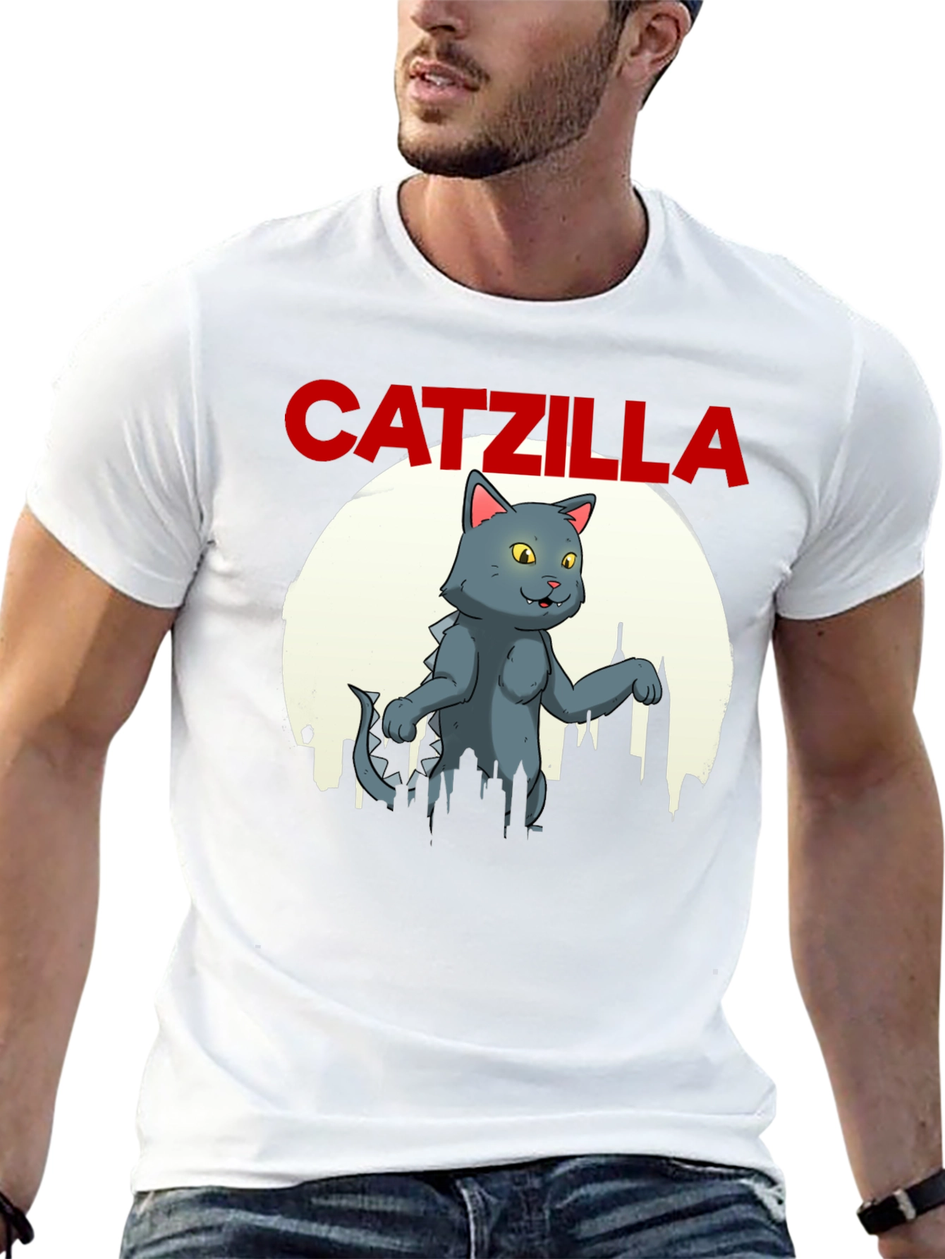 Catzilla Graphic T-Shirt - Black Cotton Blend Tee