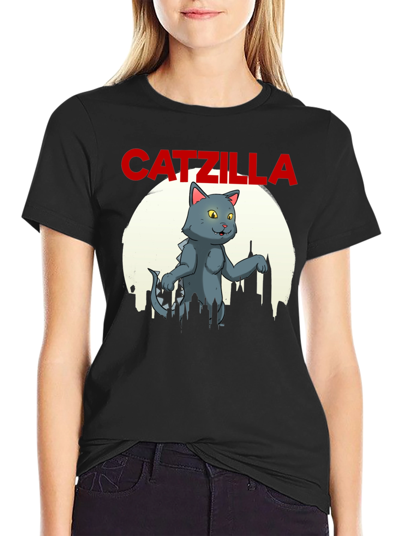 Catzilla Graphic T-Shirt - Black Cotton Blend Tee