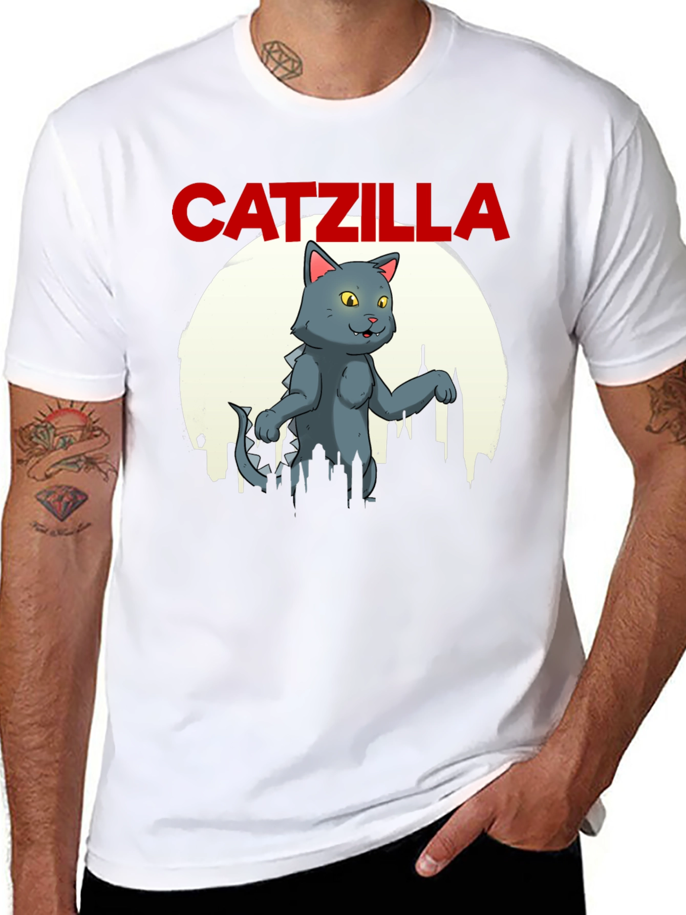 Catzilla Graphic T-Shirt - Black Cotton Blend Tee