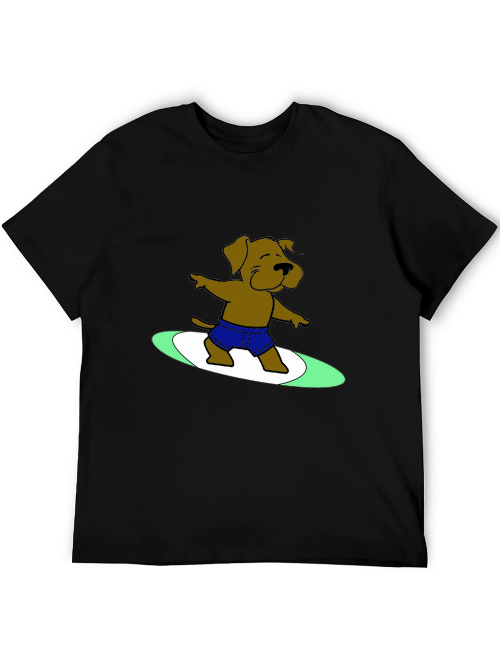 Surfing Dog Graphic Tee - Cool Black T-Shirt